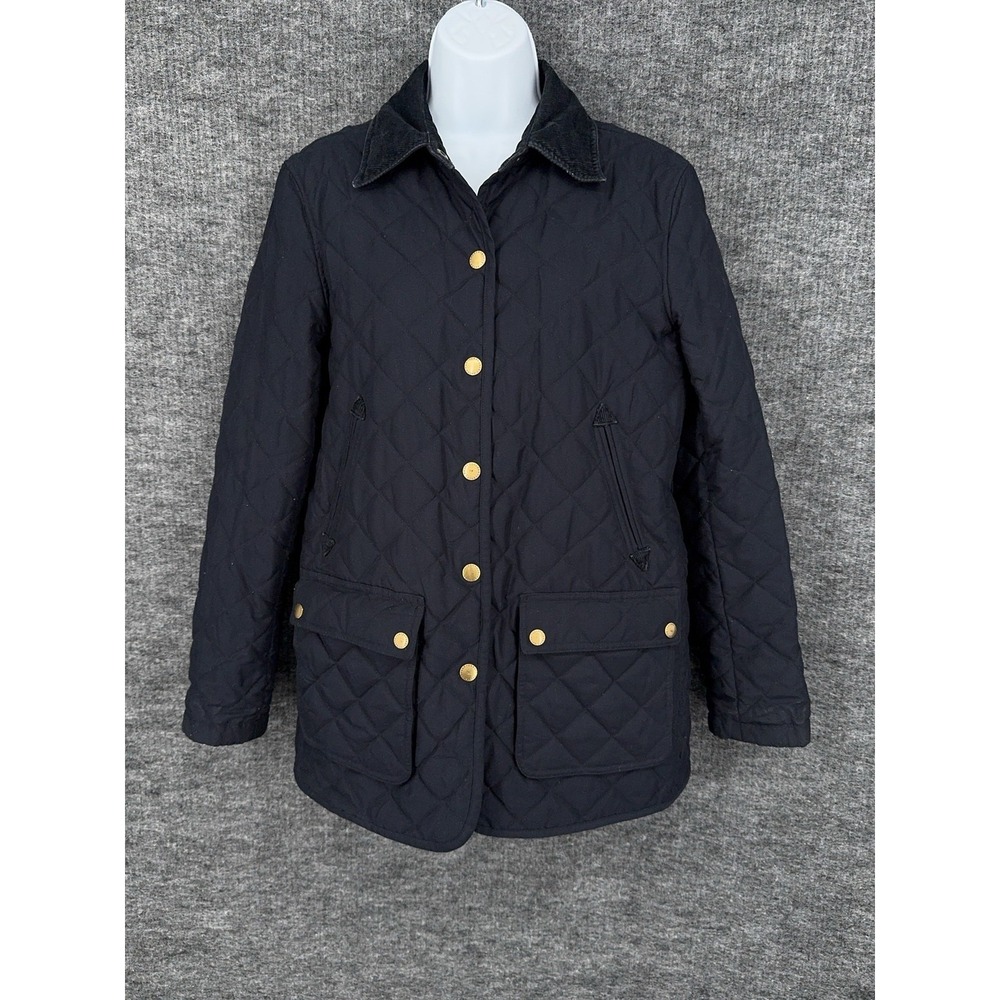 Lauren Ralph Lauren Jacket Womens Small Navy Blue Quilted Snap Front Pockets